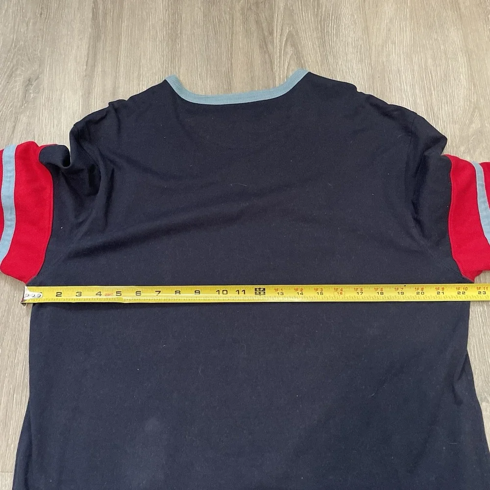 Vtg Chaps Ralph Lauren Shirt Mens L  Stripe Long Sleeve Rugby Navy Red Blue